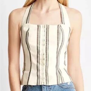Future Collective with Jenee Naylor Tie Neck Halter Top Cream Size XS NWT
